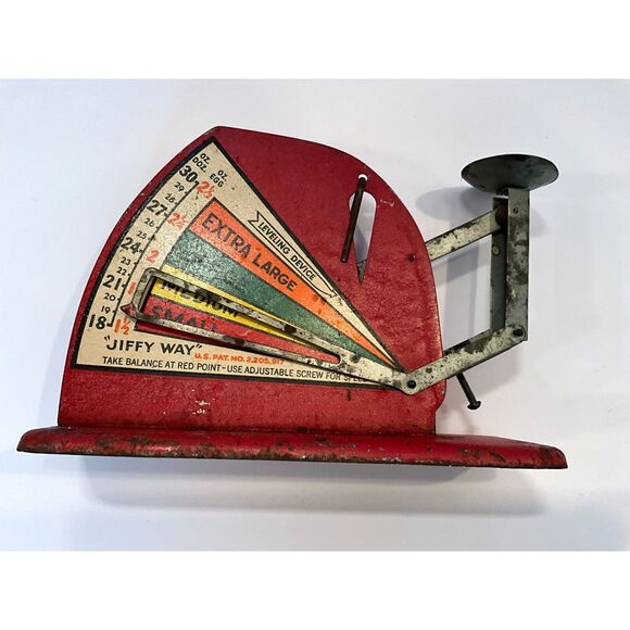 Amazing Vintage Jiffy Way metal egg scale GUC good graphics - Picture 1 of 9